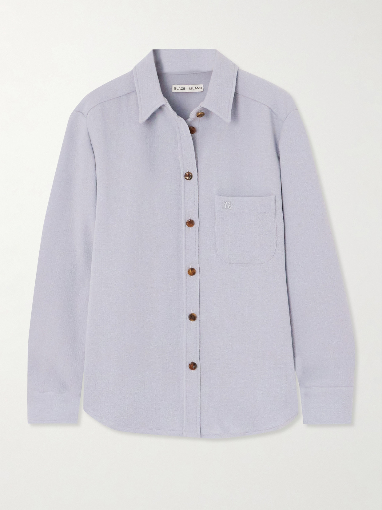 BLAZÉ Milano - Anabas Embroidered Wool-crepe Shirt - Blue