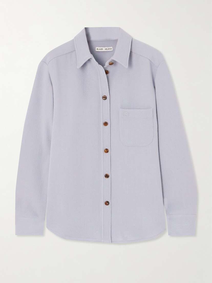 Blazé Milano Anabas Embroidered Wool-crepe Shirt