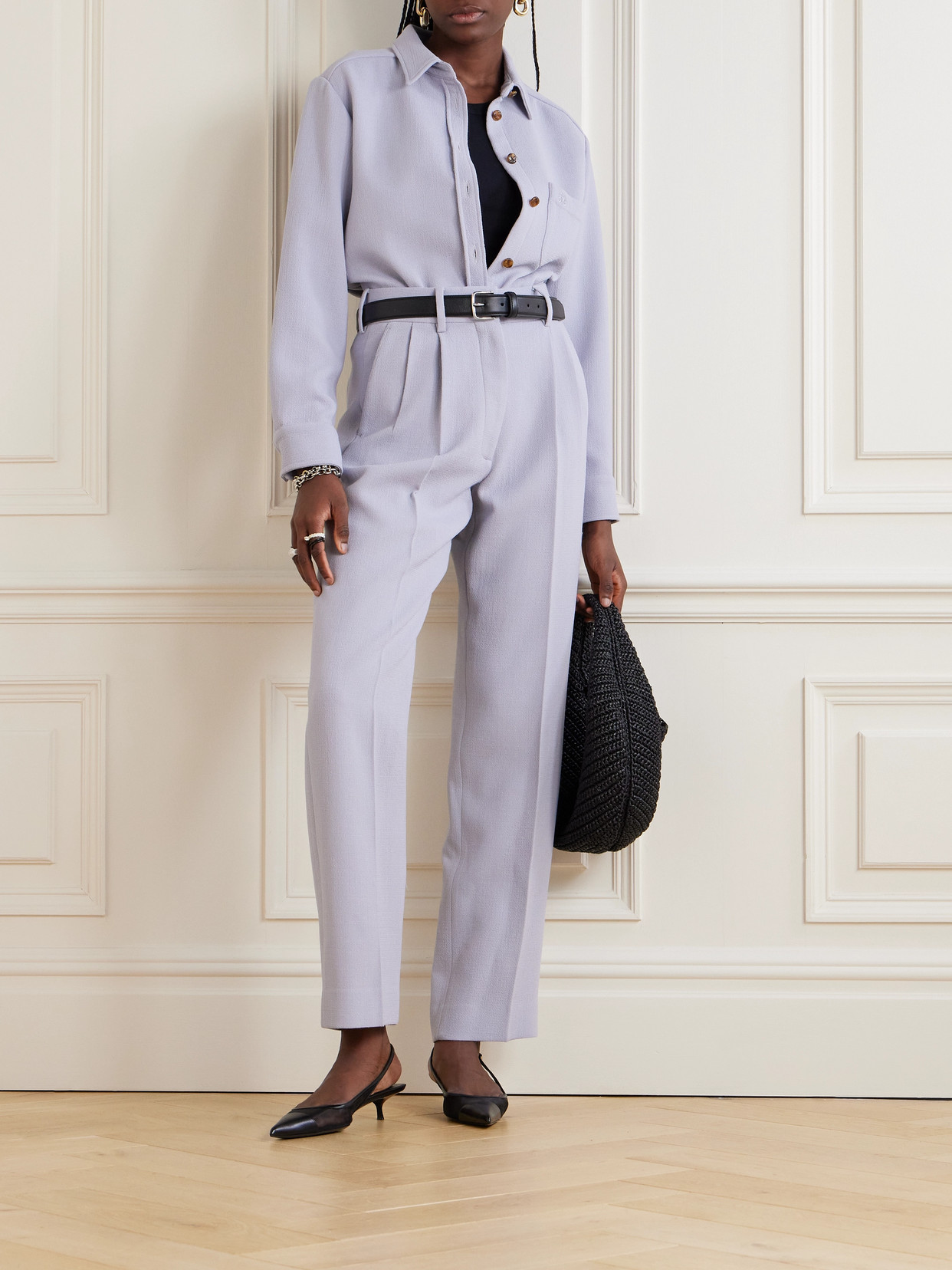 Blazé Milano Anabas Embroidered Wool-crepe Shirt In Blue