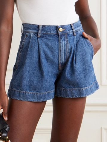 Blazé Milano Nariida Maya pleated denim shorts