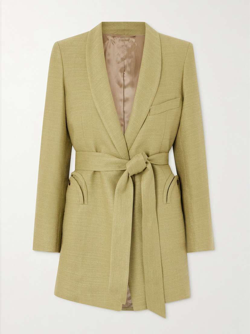 Blazé Milano Belted Linen And Silk-blend Blazer