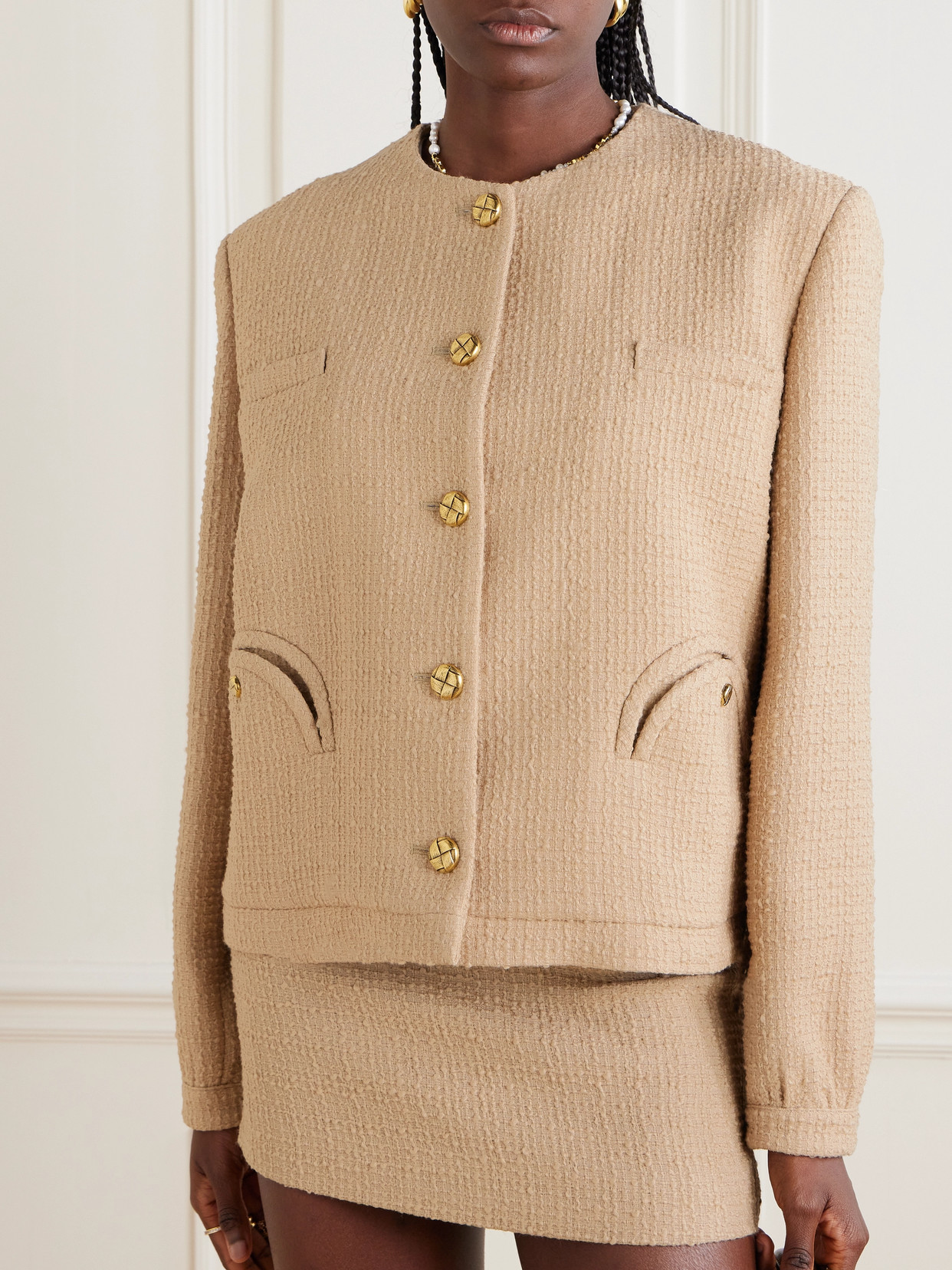 Blazé Milano Gliss Wool-blend Bouclé-tweed Jacket In Neutrals