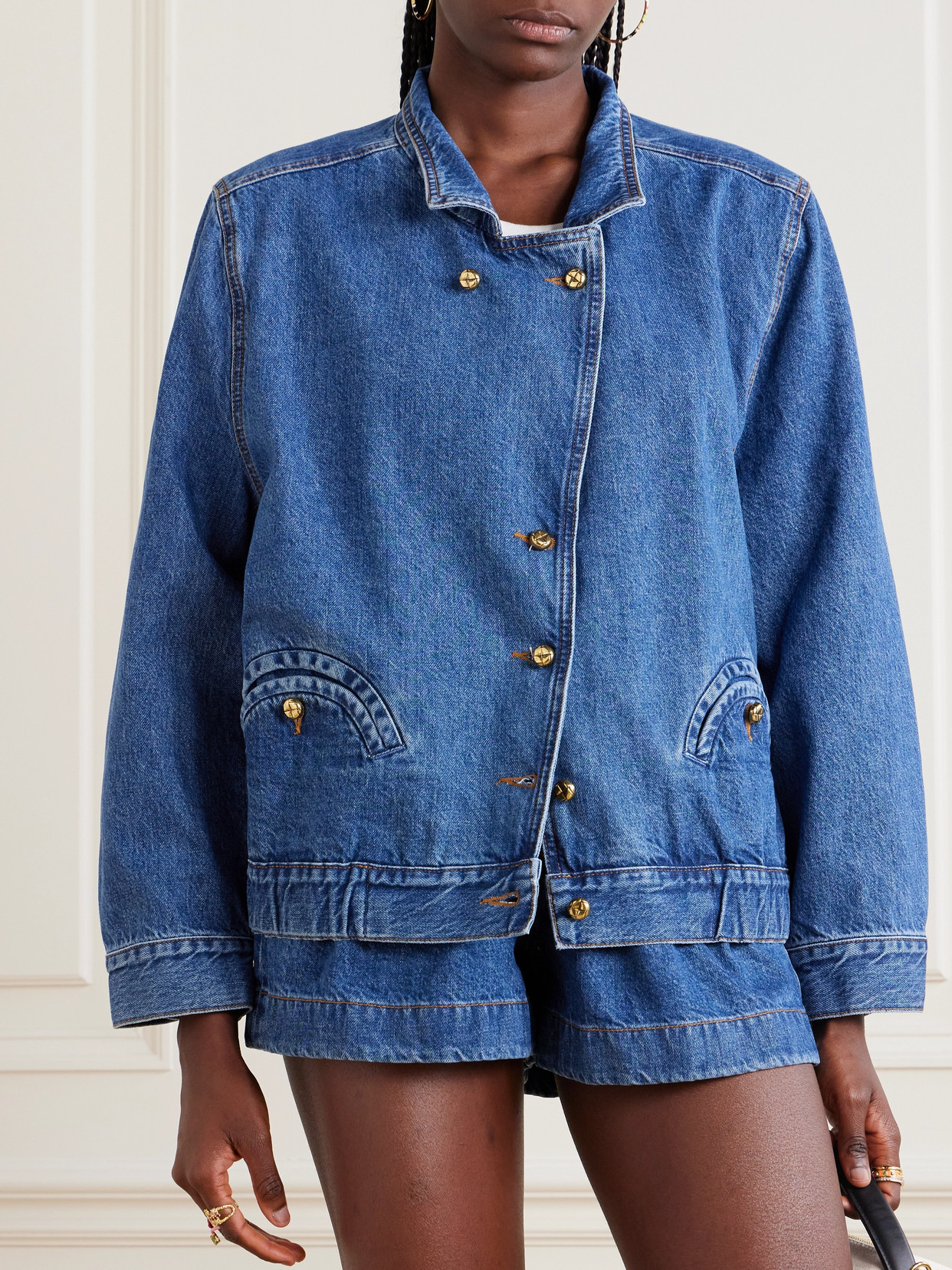 Blazé Milano Nariida Maya Oversized Denim Jacket In Blue