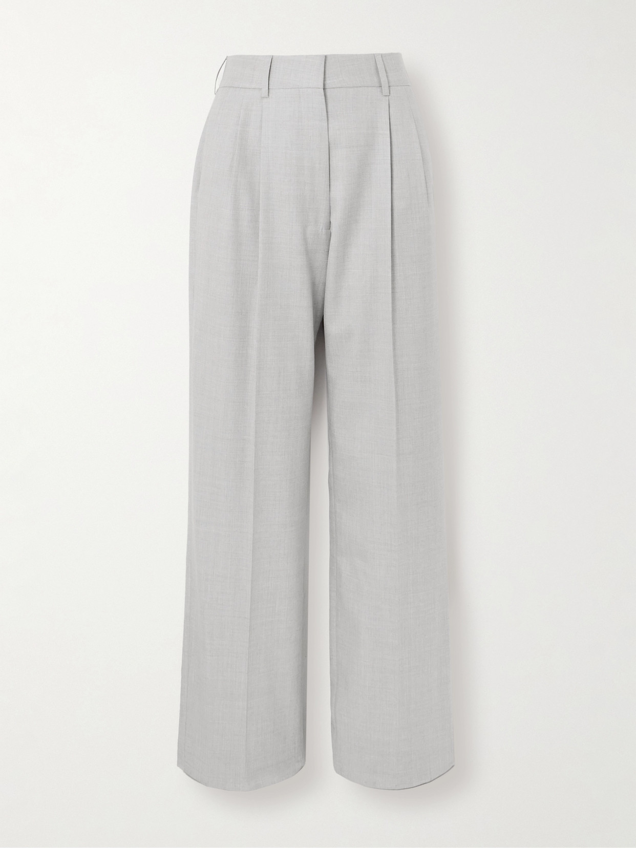 Blazé Milano Fox Pleated Wool Tapered Pants In Gray