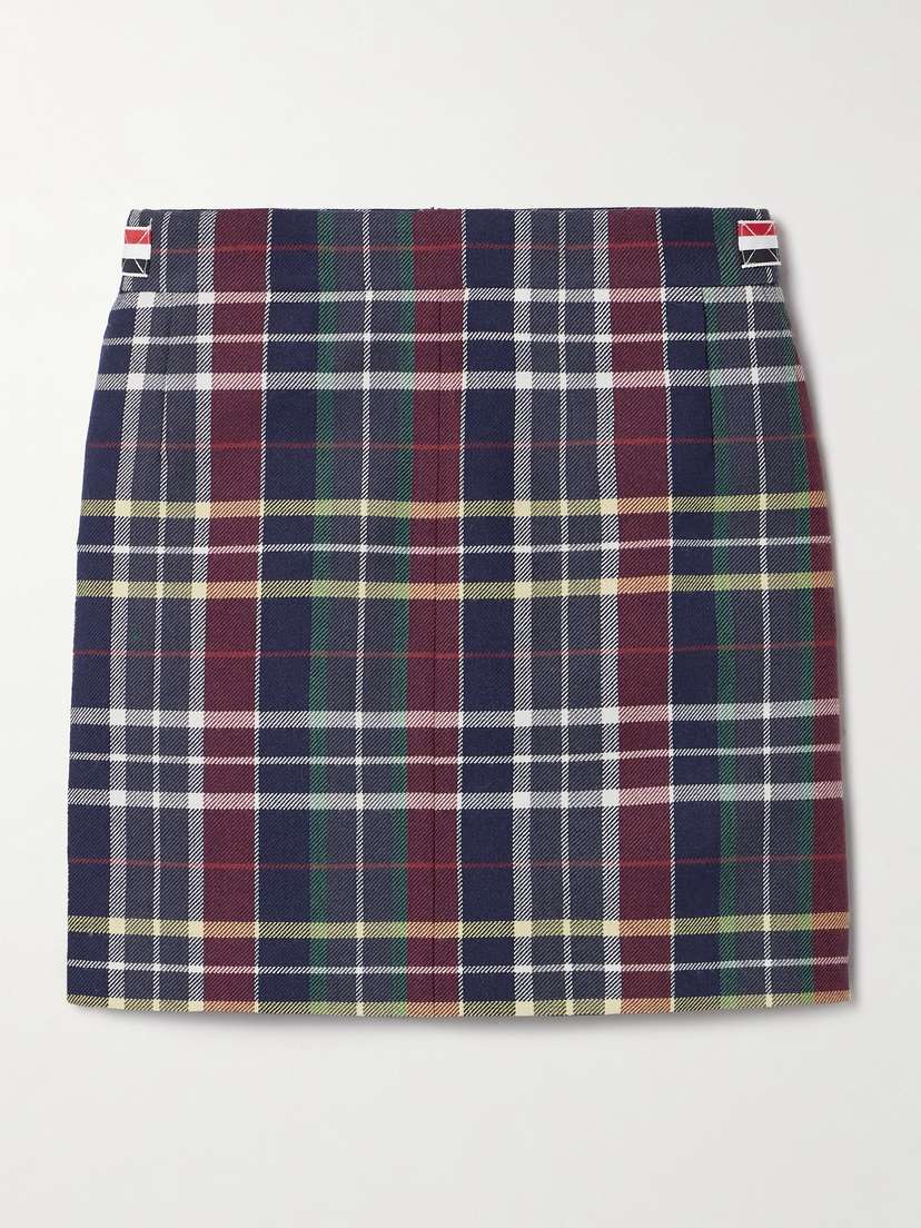 Thom Browne Checked Grosgrain-trimmed Wool-twill Mini Skirt