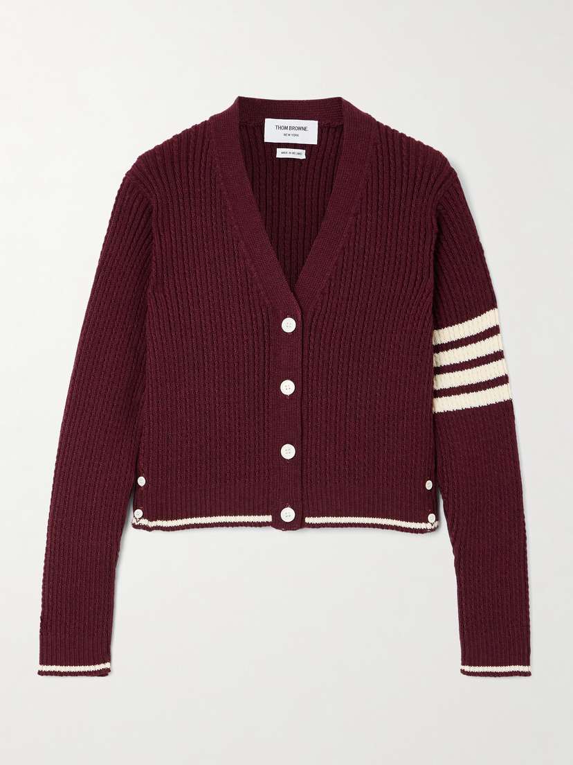 Thom Browne Baby Cropped Cable-knit Wool Cardigan