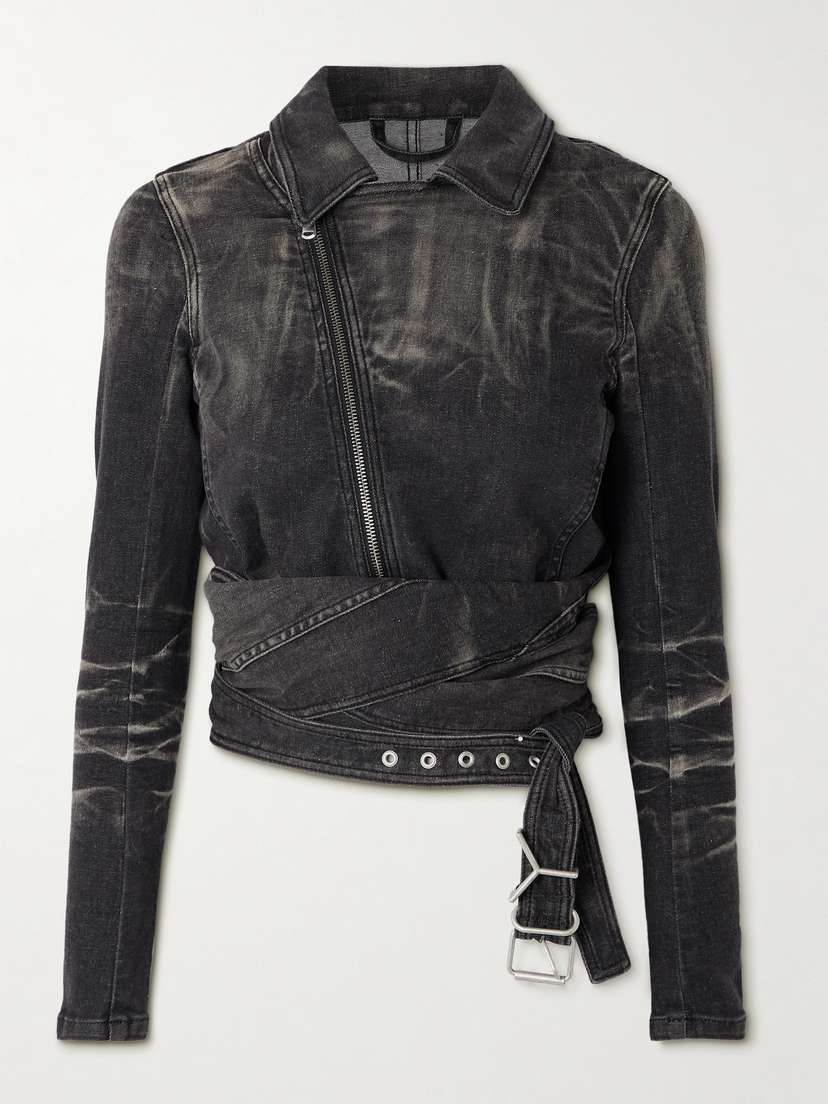 Y/Project Cutout Bleached Denim Wrap Jacket