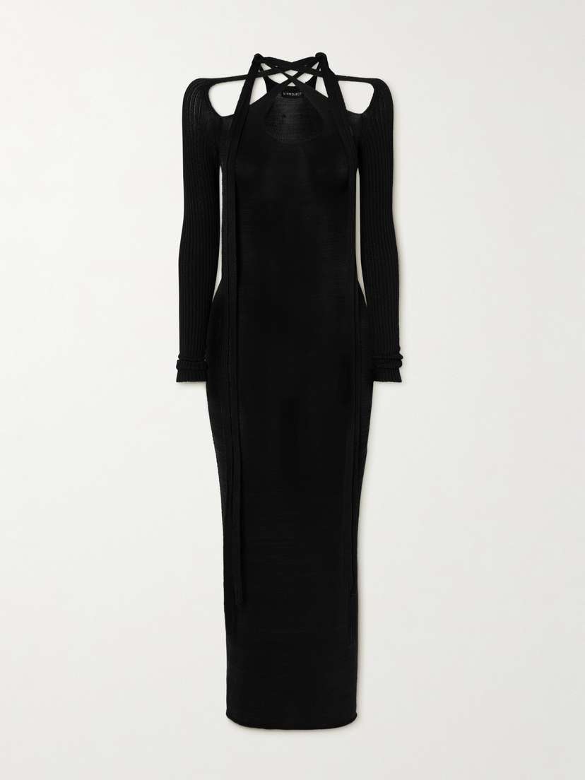Y/Project Scarf-detailed Stretch-knit Maxi Dress