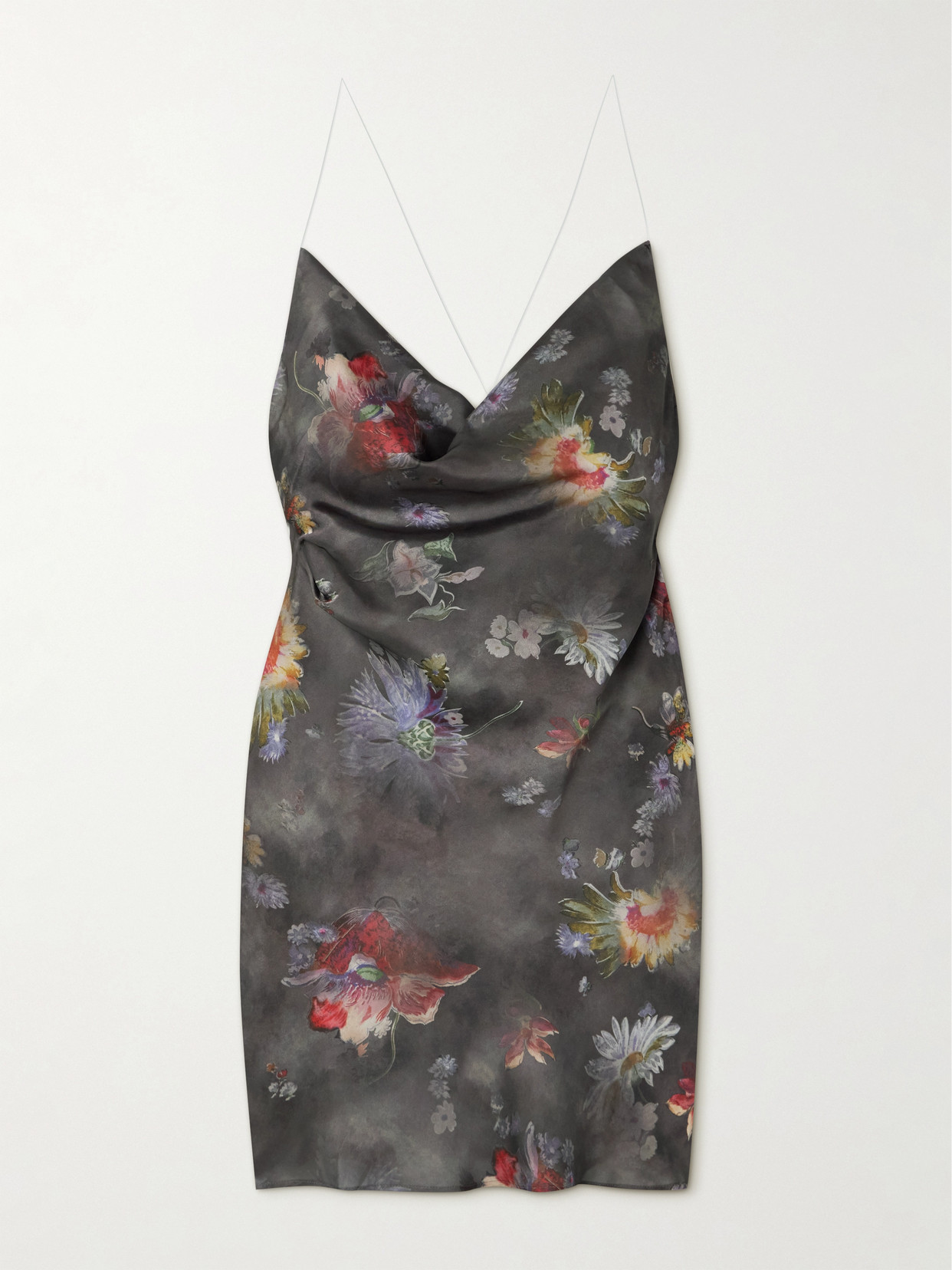 Y/Project - Floral-print Recycled-satin Mini Dress - Gray