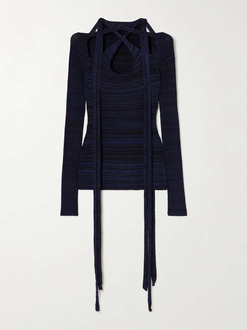 Y/Project Scarf-detailed Spaced-dyed Stretch-knit Top