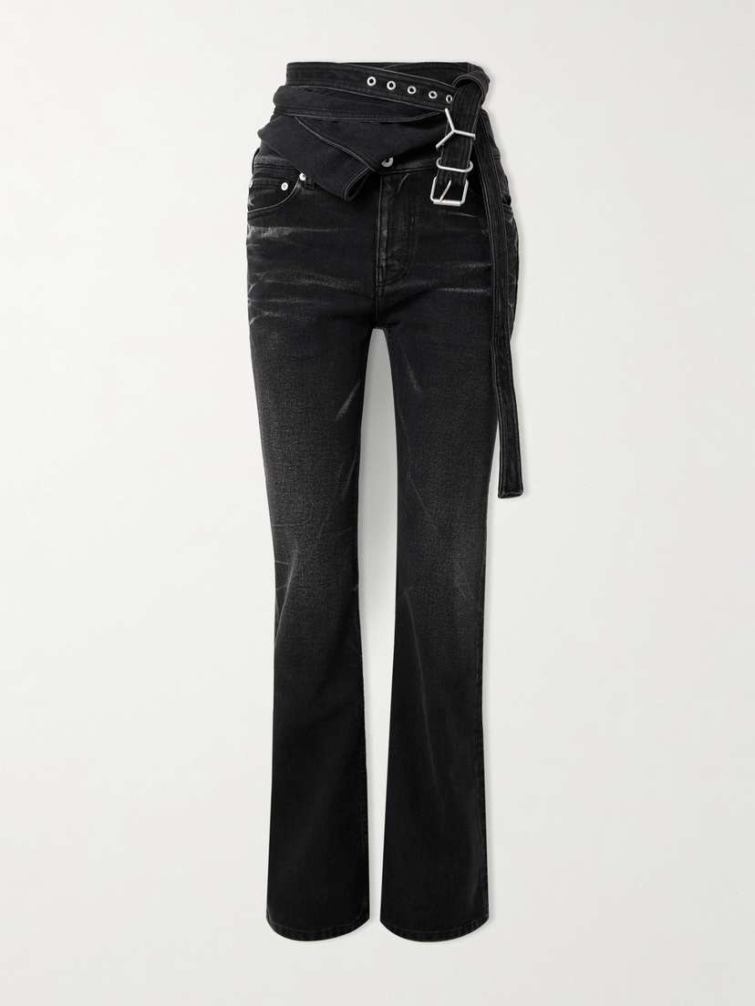 Y/Project Belted Bleached Low-rise Flared Jeans