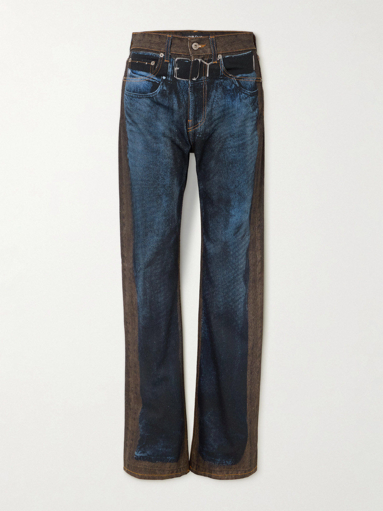 Y/Project - Printed High-rise Slim-leg Jeans - Blue