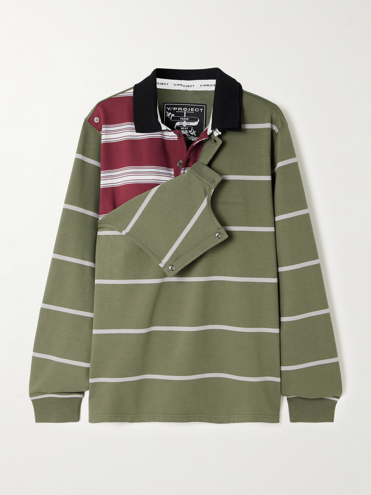 Y/project Layered Striped Cotton-jersey Top In Green