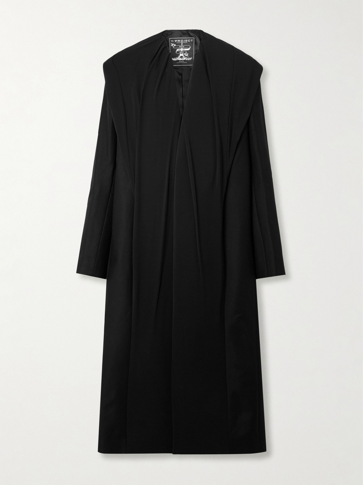 Y/Project - Hooded Draped Cotton Coat - Black