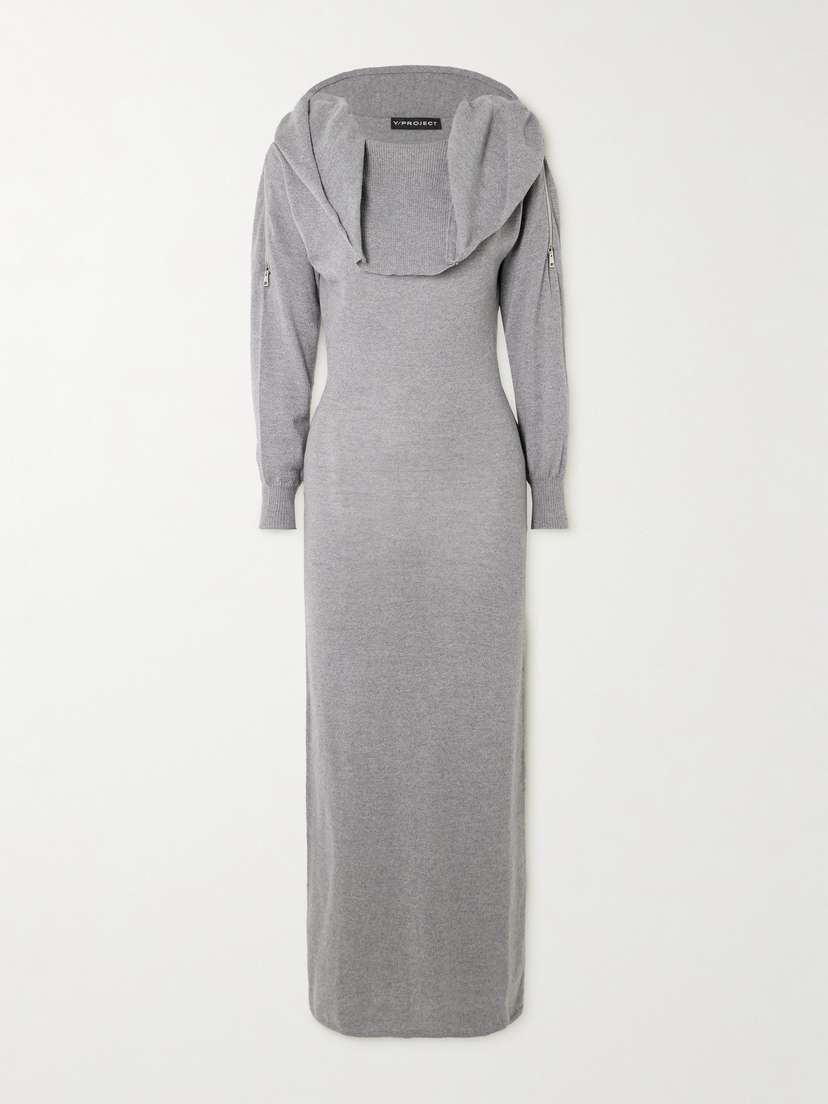 Y/Project Hooded Zip-detailed Merino Wool Maxi Dress