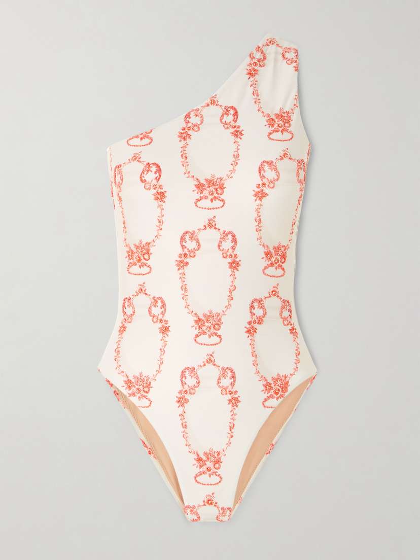 Agua by Agua Bendita Remedios Florero One-shoulder Beaded Embroidered Recycled Swimsuit