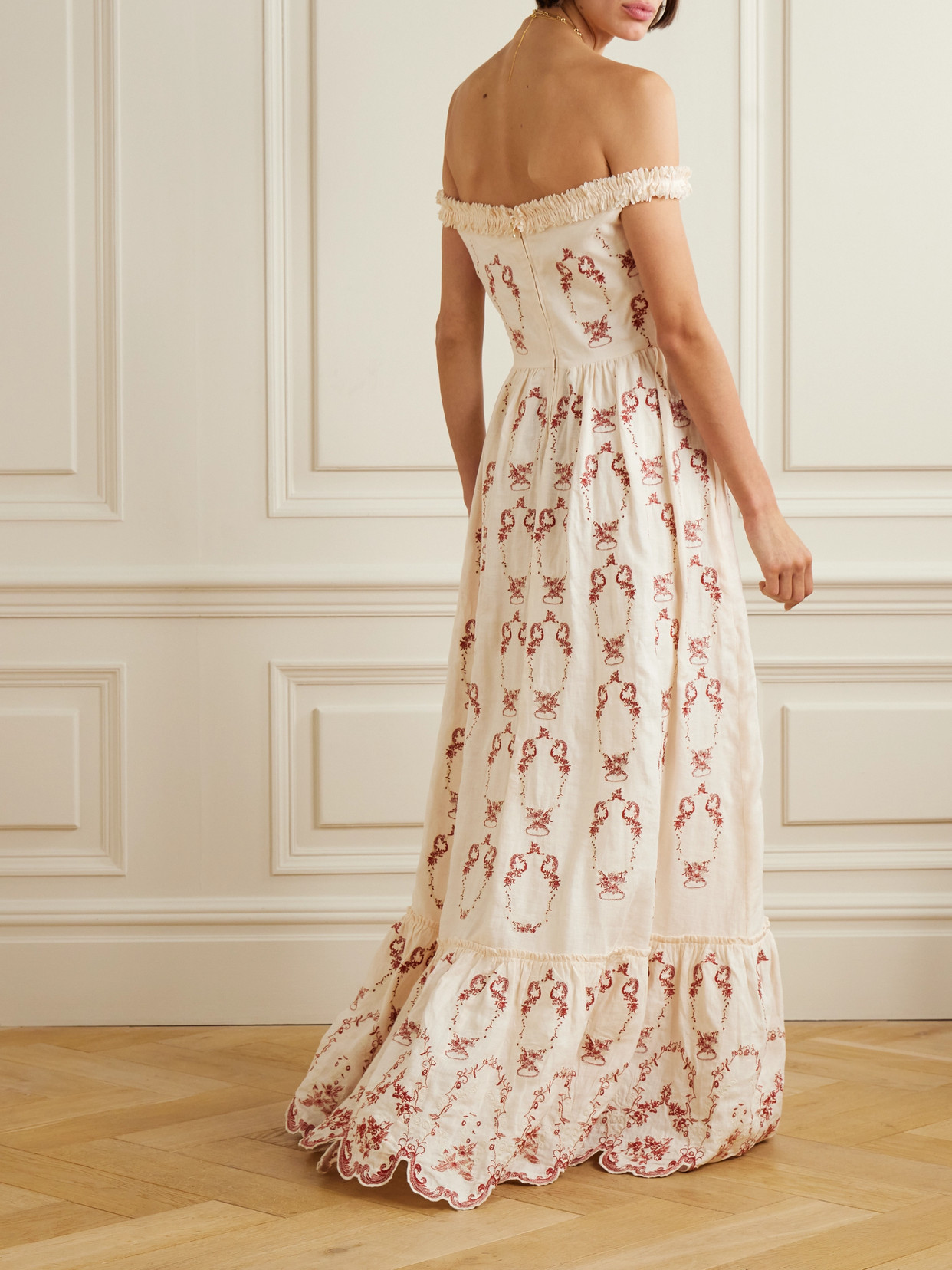 Agua By Agua Bendita Achiote Off-shoulder Maxi Dress In Cream