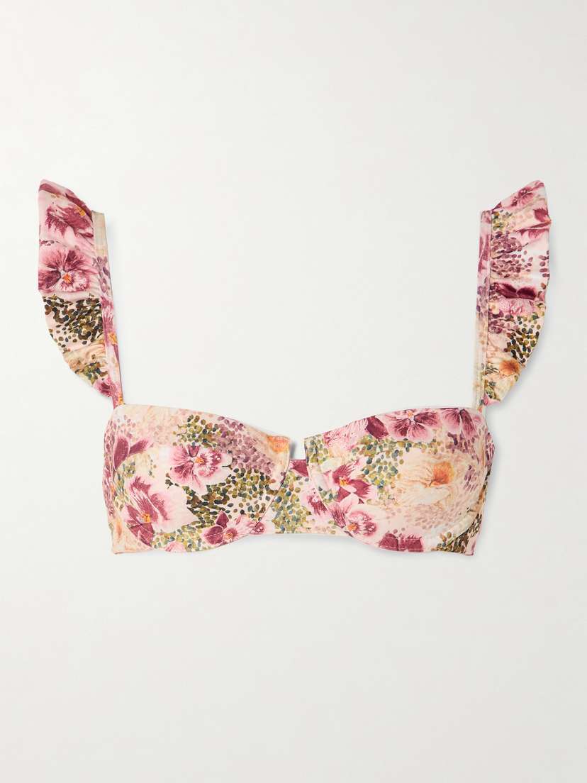 Agua by Agua Bendita Kiwi Florecer Ruffled Floral-print Recycled Underwired Bikini Top - x large