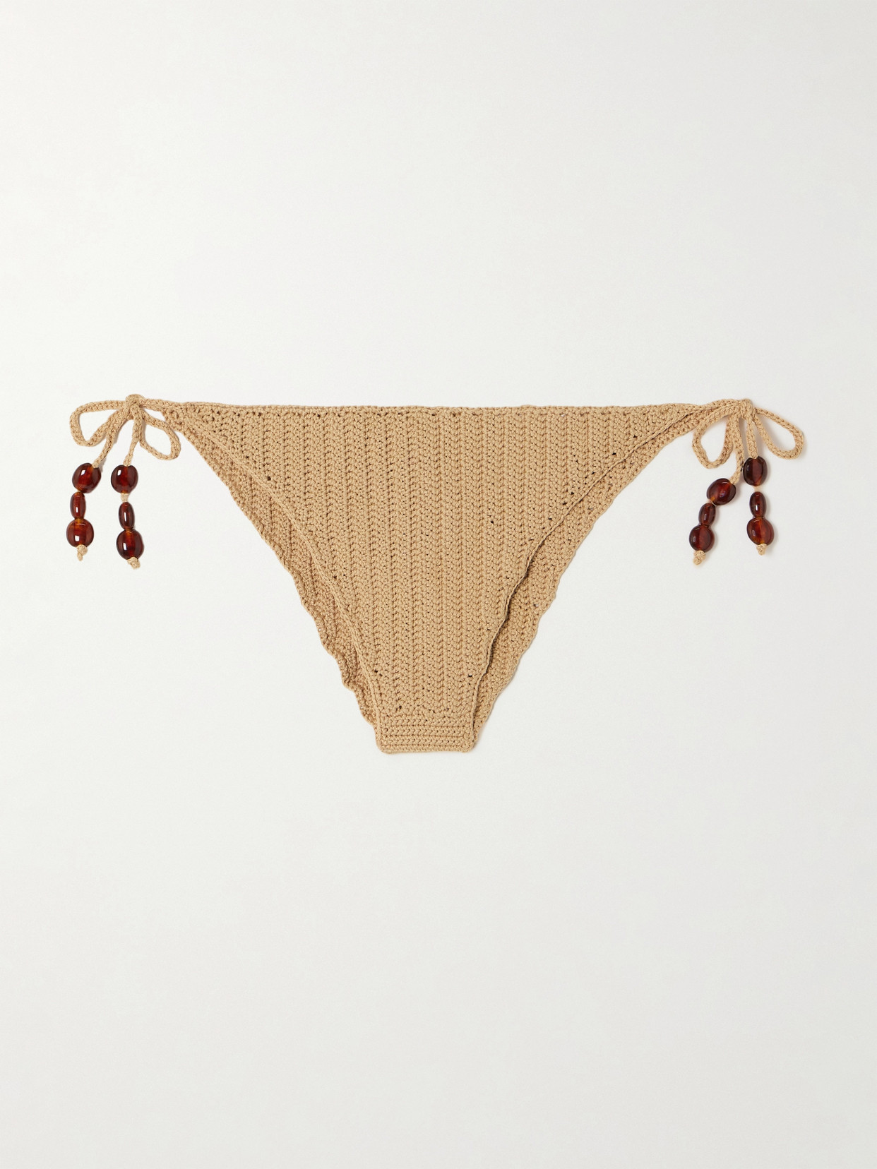 Magda Butrym Bead-embellished Crocheted Bikini Briefs In Neutrals
