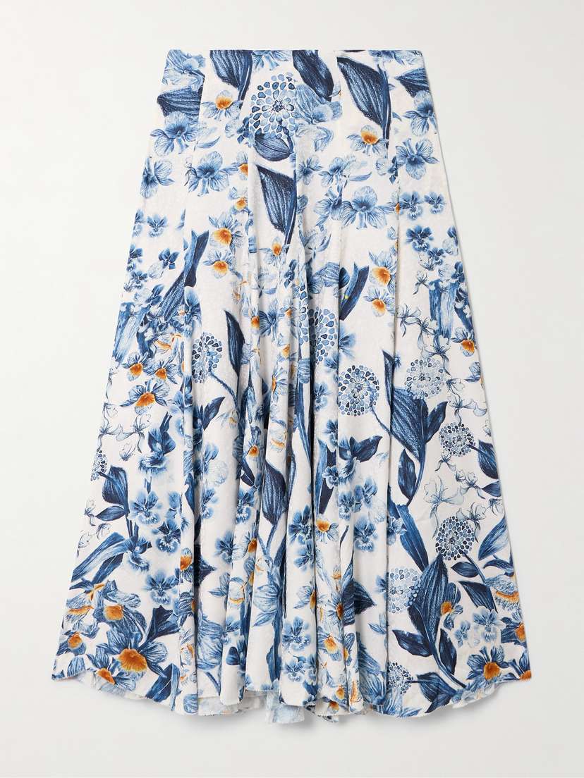 Agua by Agua Bendita Mimosa Petalo Pleated Floral-print Ecovero™-blend Jacquard Maxi Skirt