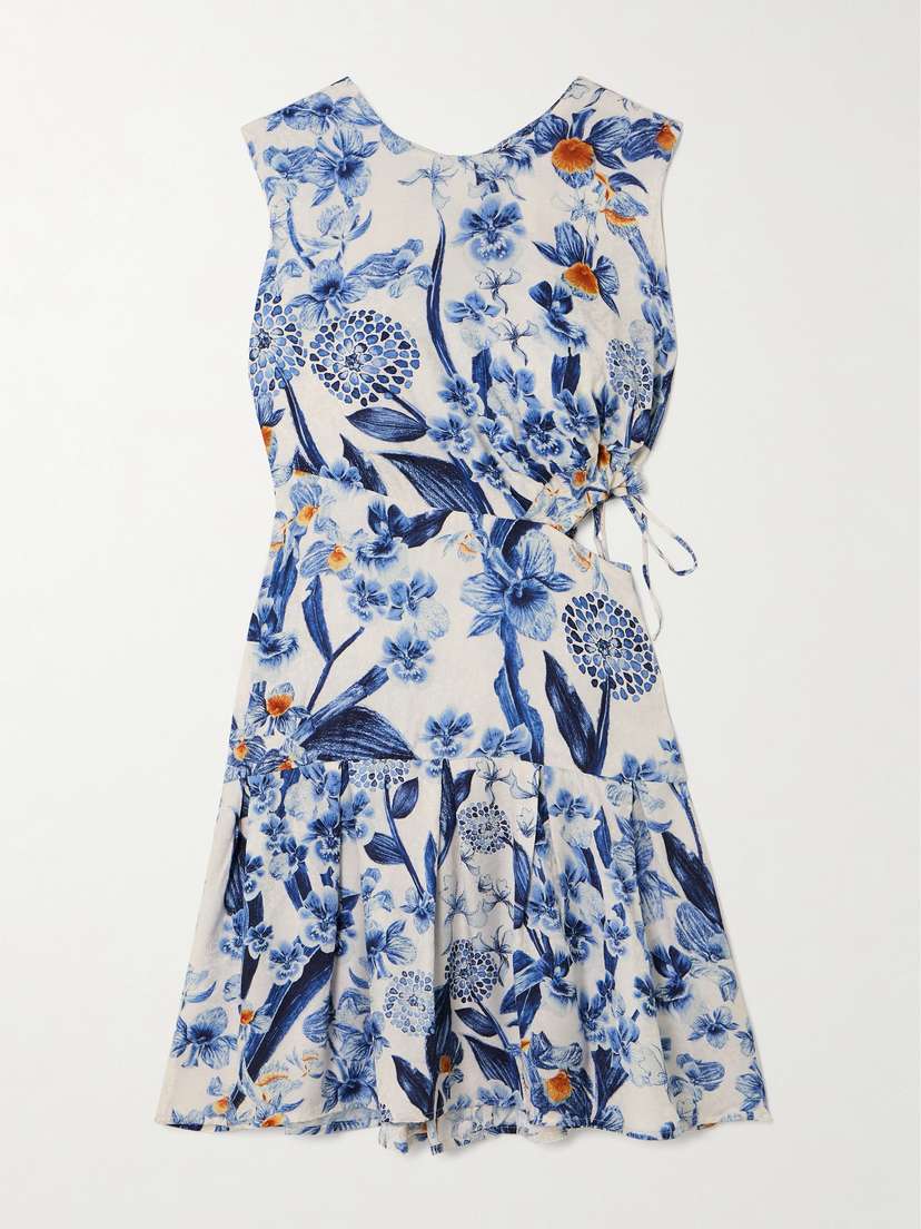 Agua by Agua Bendita Otoño Cutout Floral-print Recycled Ecovero™-blend Jacquard Mini Dress