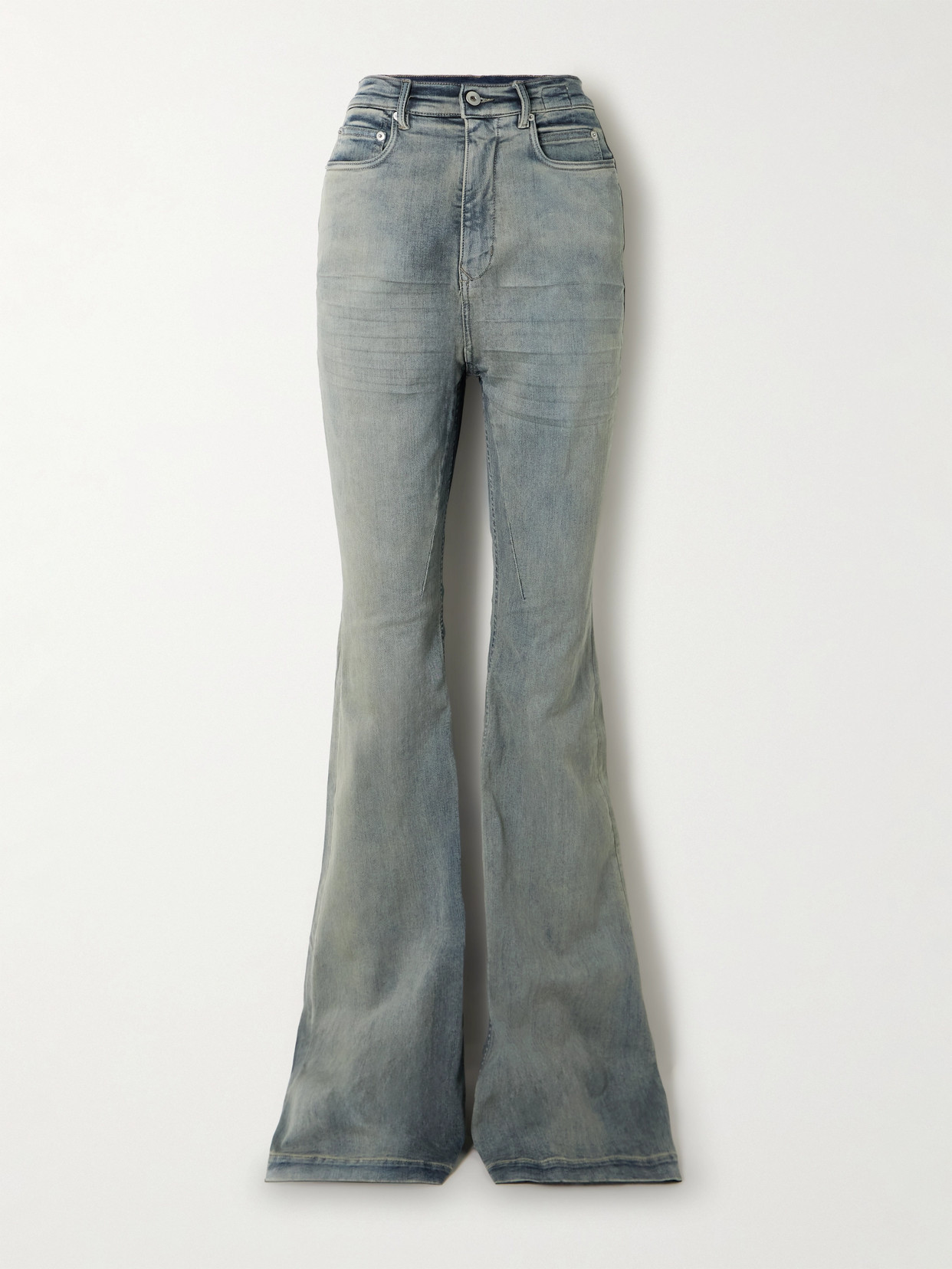 Rick Owens - Bolan Coated High-rise Flared Jeans - Gray