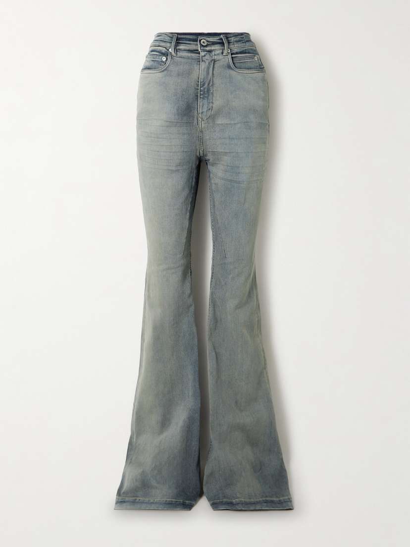 Rick Owens Bolan Coated High-rise Flared Jeans