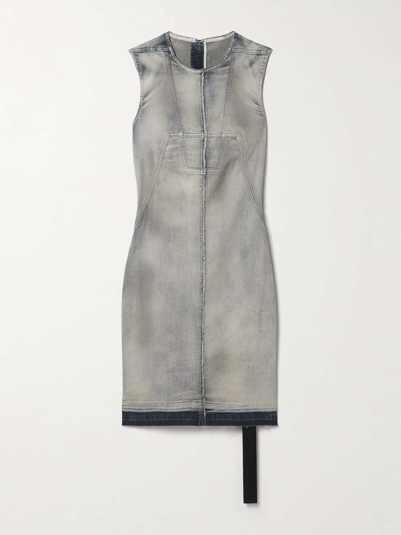 Rick Owens Drkshdw Frayed Denim Mini Dress