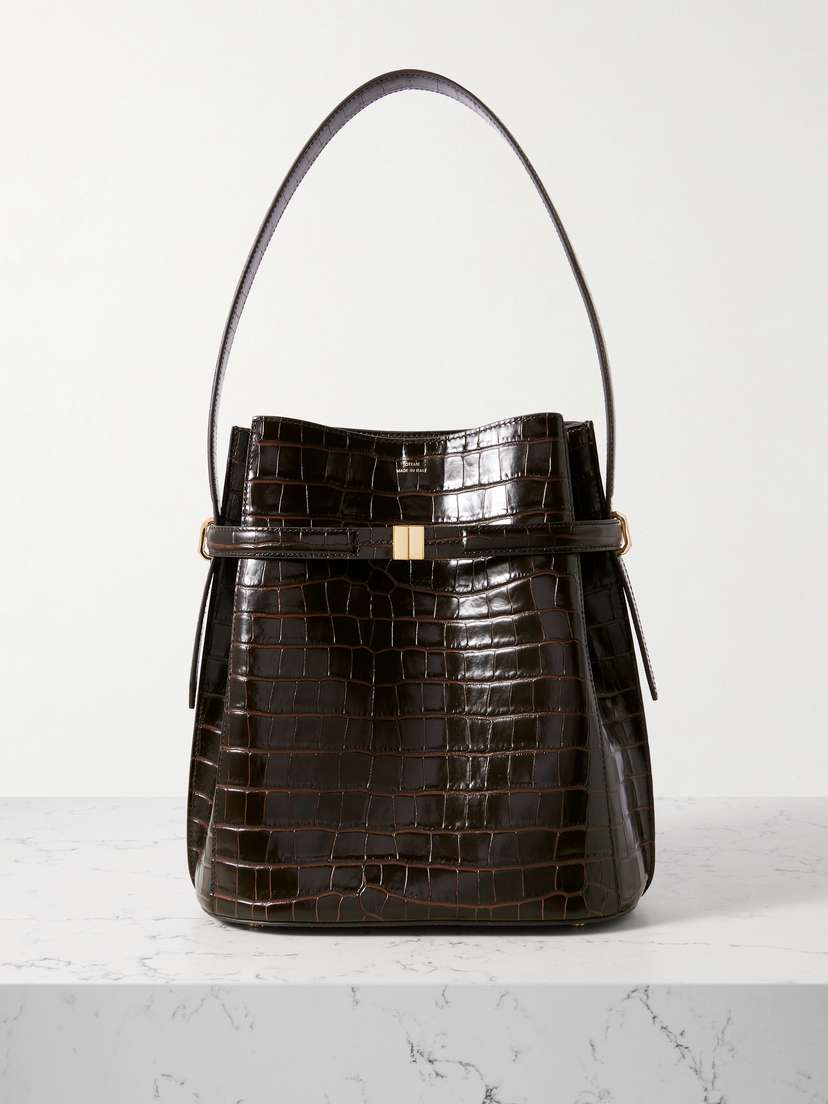 TOTEME Belted Croc-effect Leather Tote