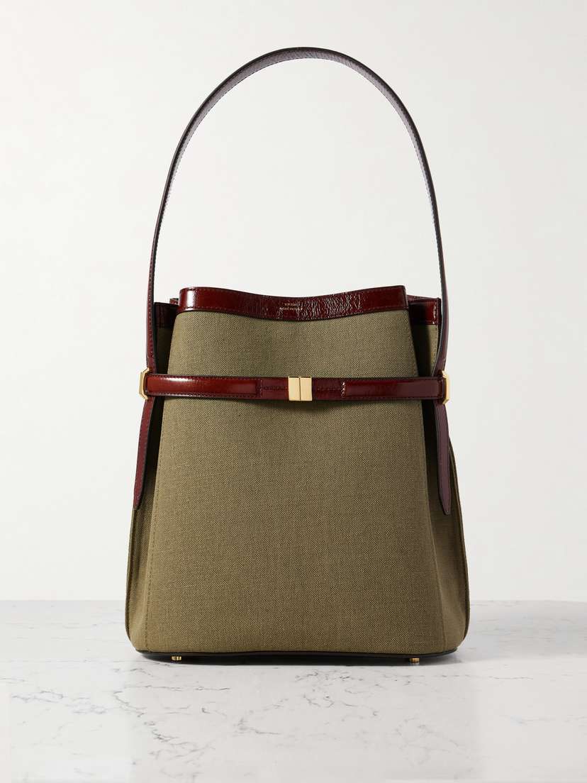 TOTEME Belted Textured Leather-trimmed Canvas Tote