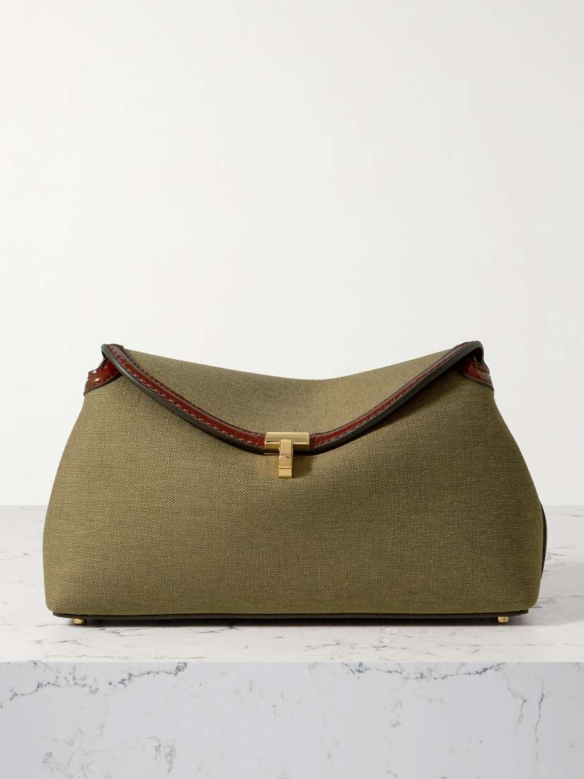 TOTEME T-lock Leather-trimmed Canvas Clutch