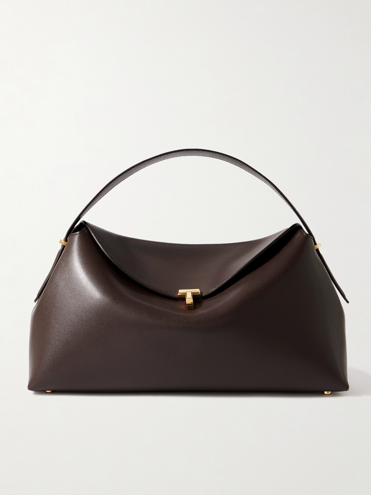 Totême Toteme Leather T-lock Top-handle Bag In Brown