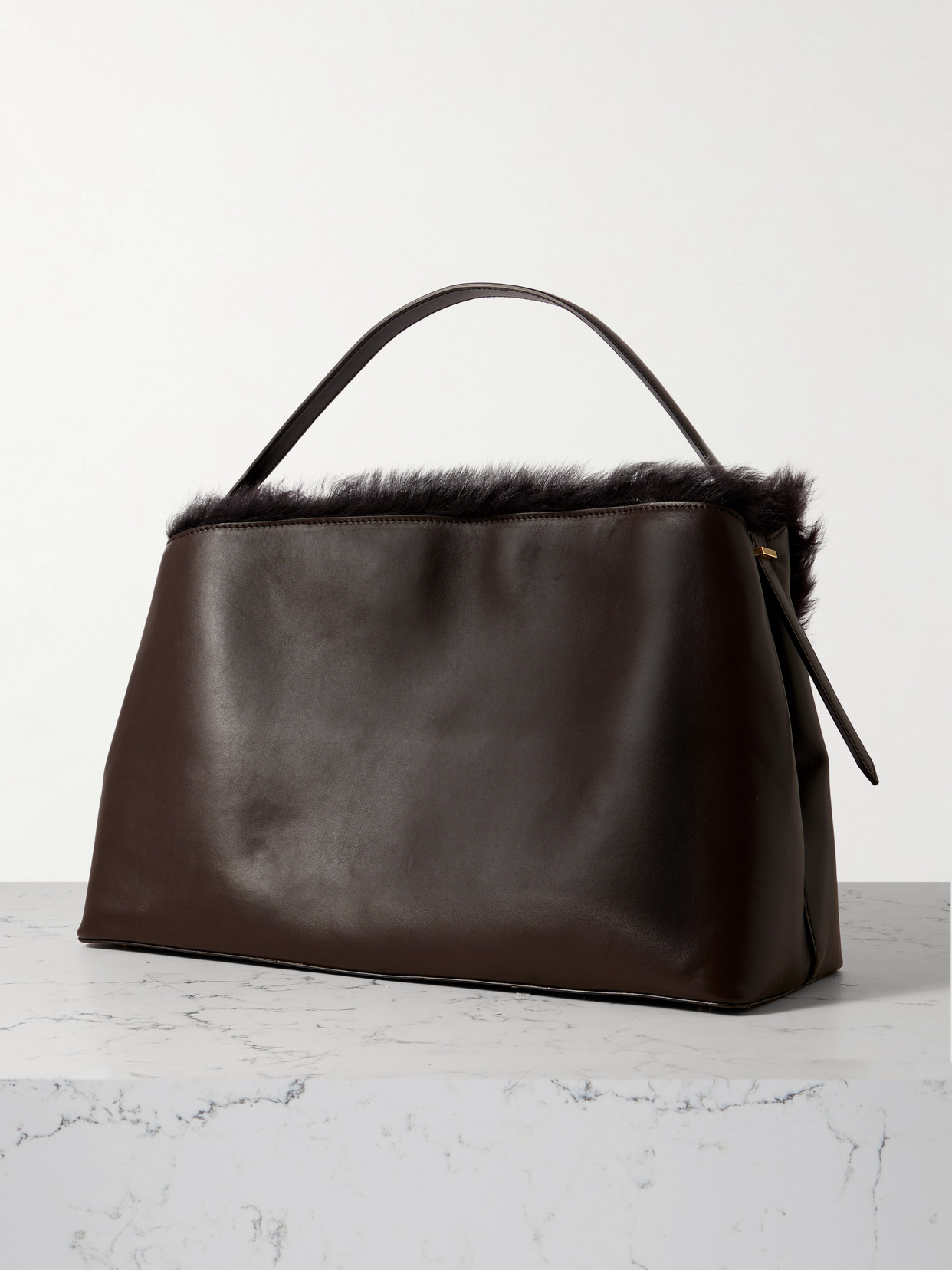 T-Lock Shearling Shoulder Bag