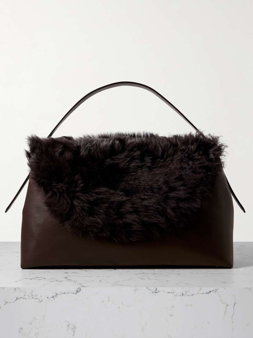 TOTEME T-lock Shearling Shoulder Bag
