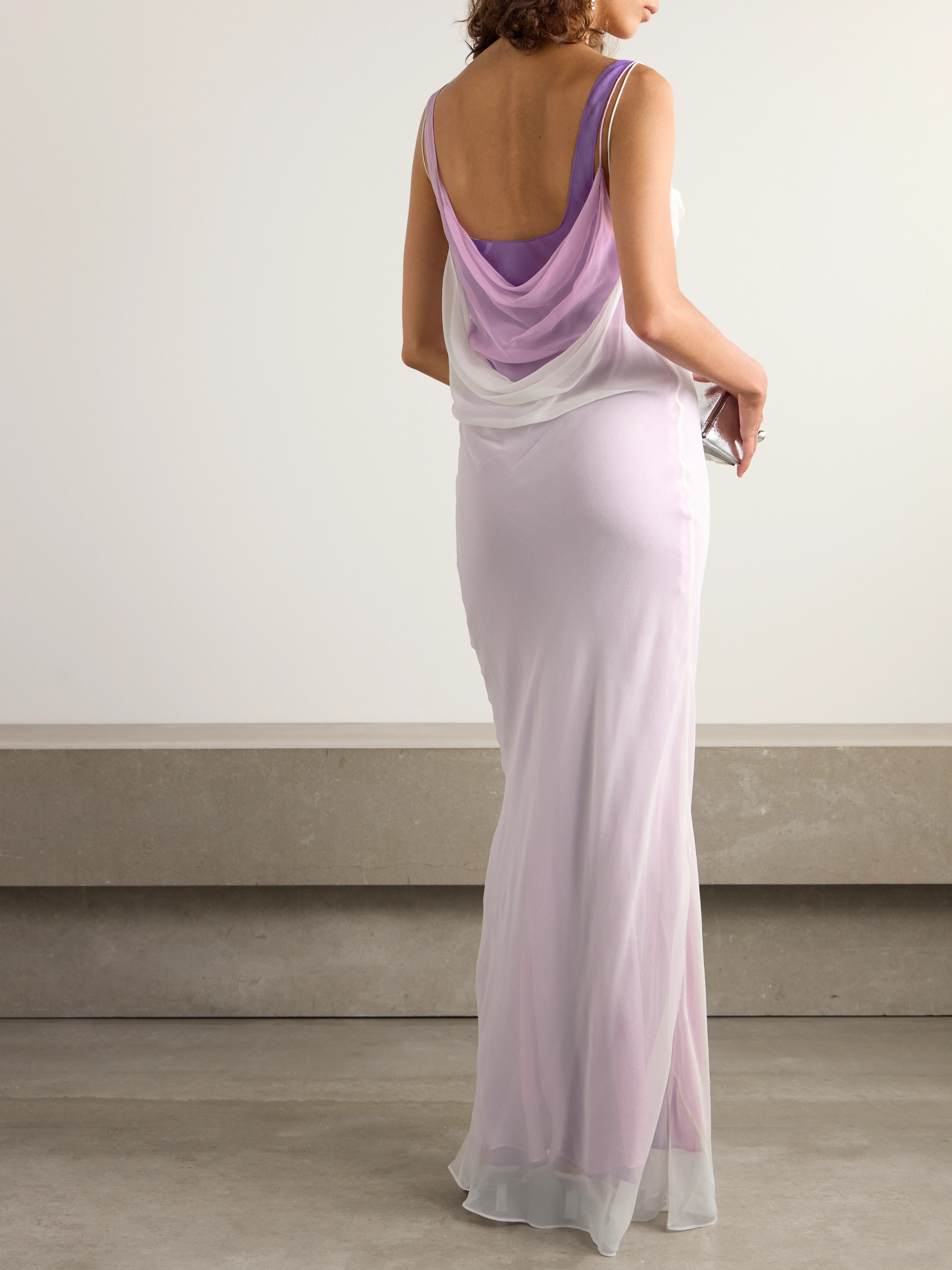 Christopher Esber Cowl layered draped silk-georgette maxi dress