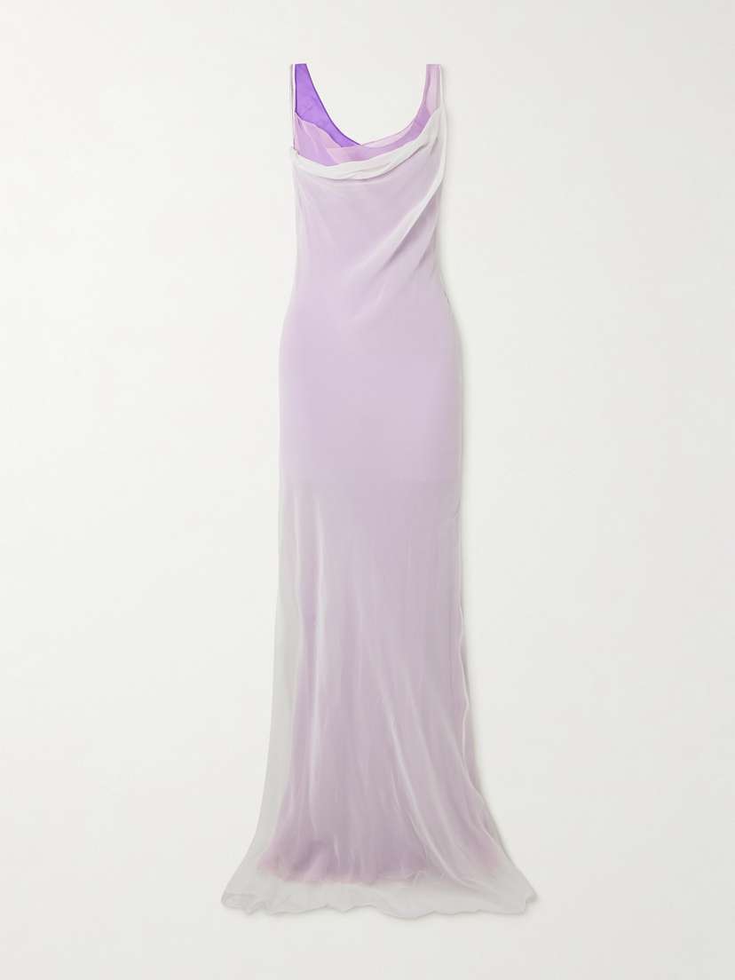 Christopher Esber Cowl Layered Draped Silk-georgette Maxi Dress