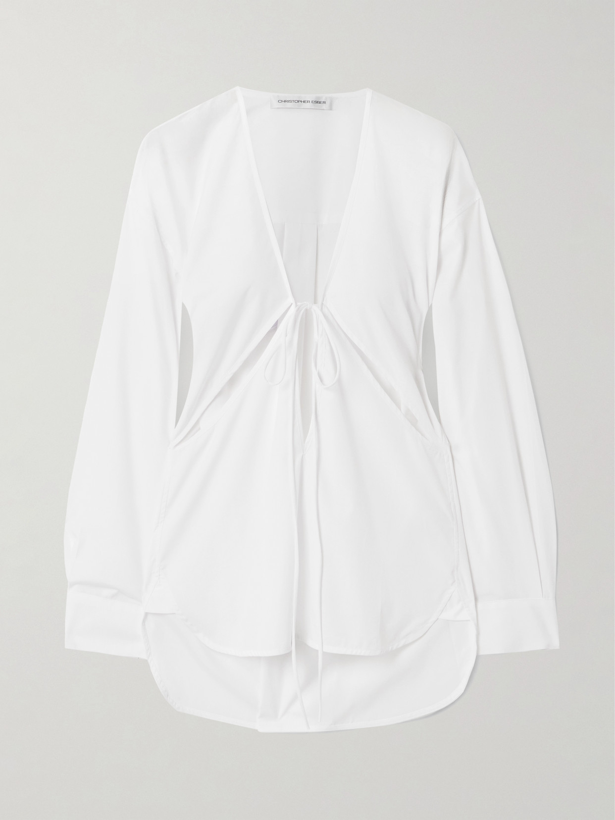 Christopher Esber - Triqueta Tie-detailed Cutout Cotton-poplin Blouse - White