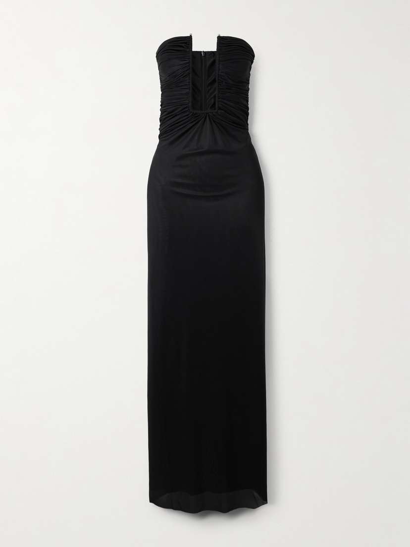 Christopher Esber Strapless Gathered Satin-jersey Maxi Dress