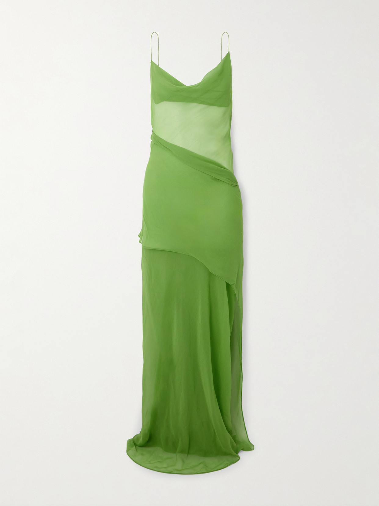 Christopher Esber Draped Layered Silk-georgette Maxi Dress In Green