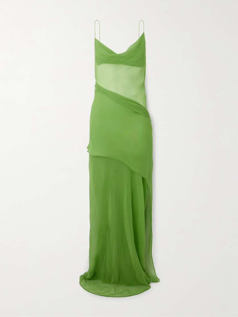 Christopher Esber Draped Layered Silk-georgette Maxi Dress