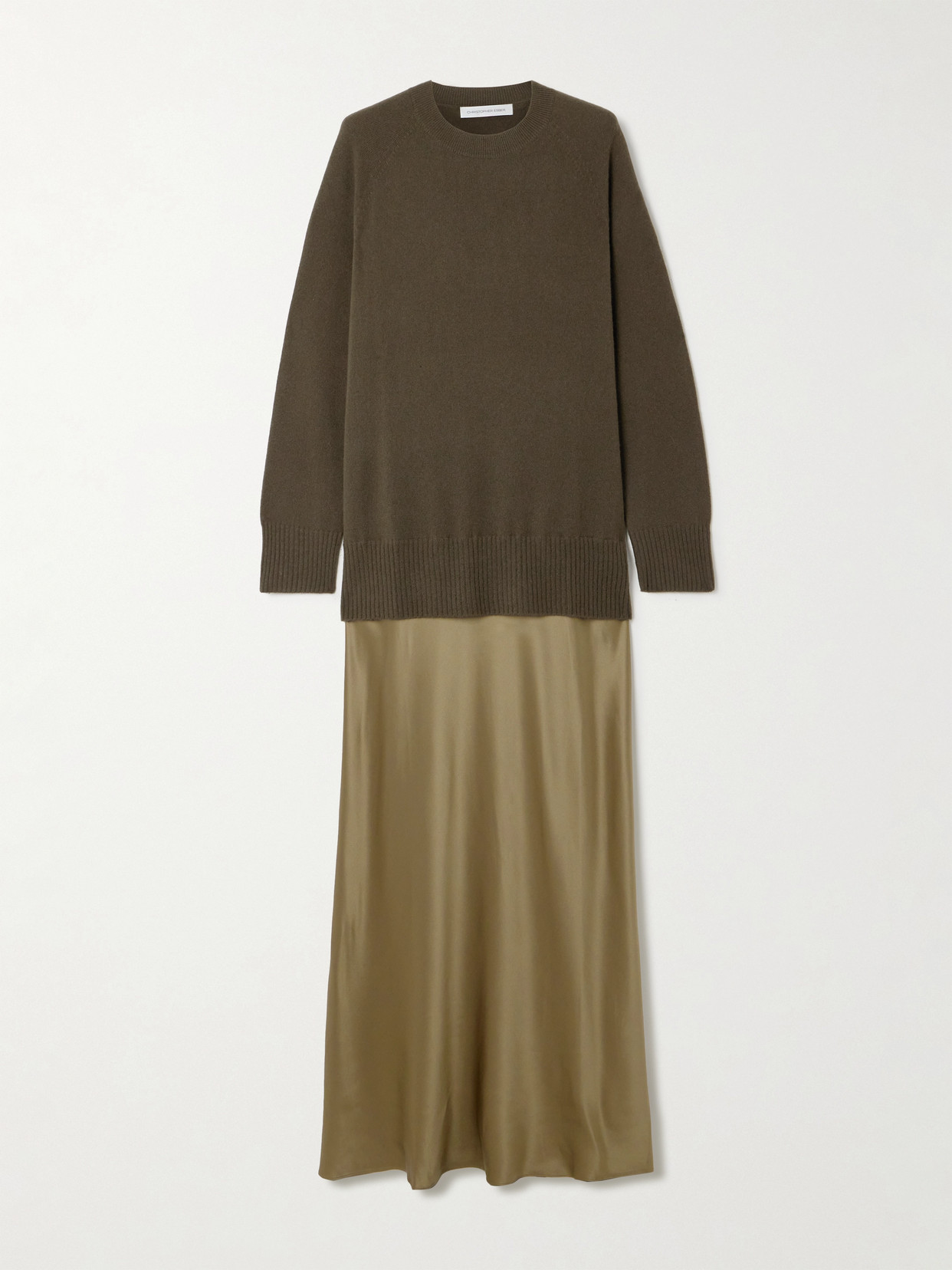 Christopher Esber - Monument Cashmere And Silk-satin Maxi Dress - Green