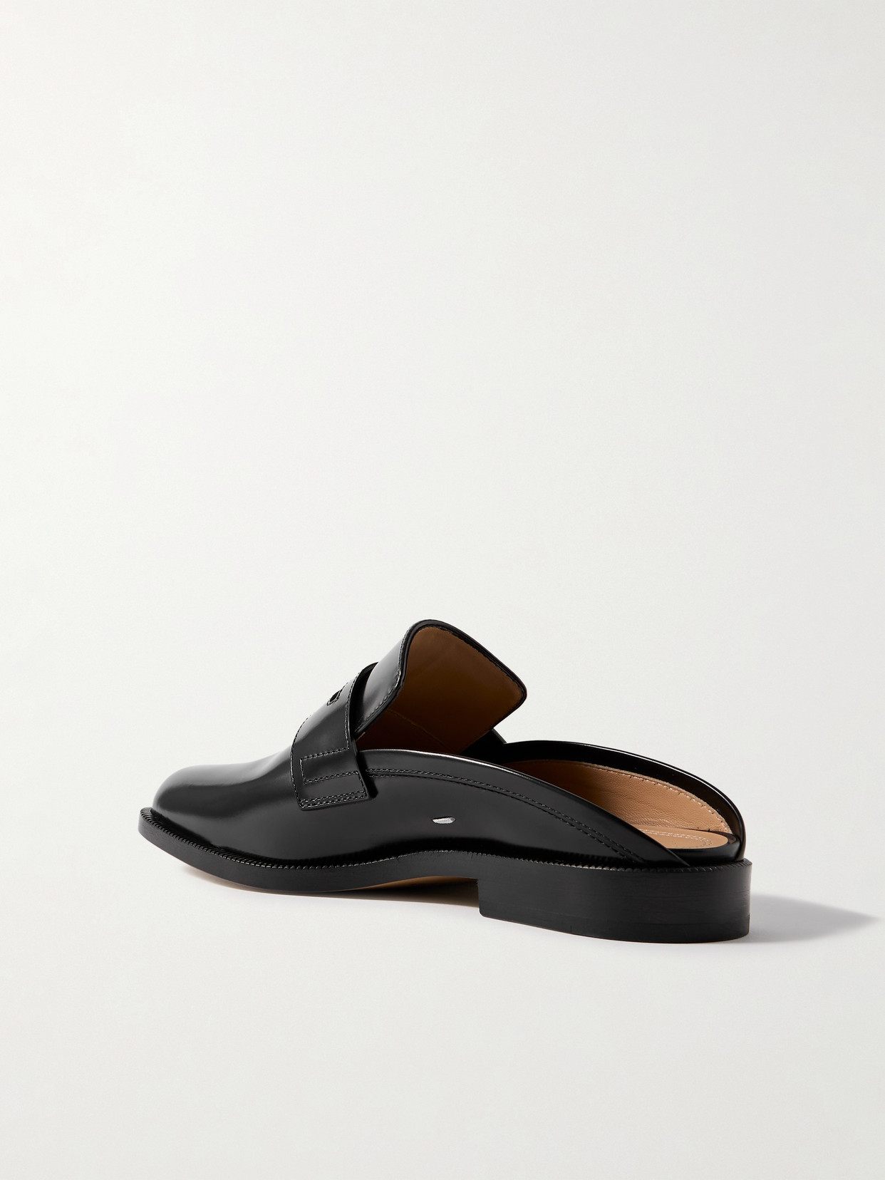 Maison Margiela Tabi City Calf Leather Flat Mules In Black