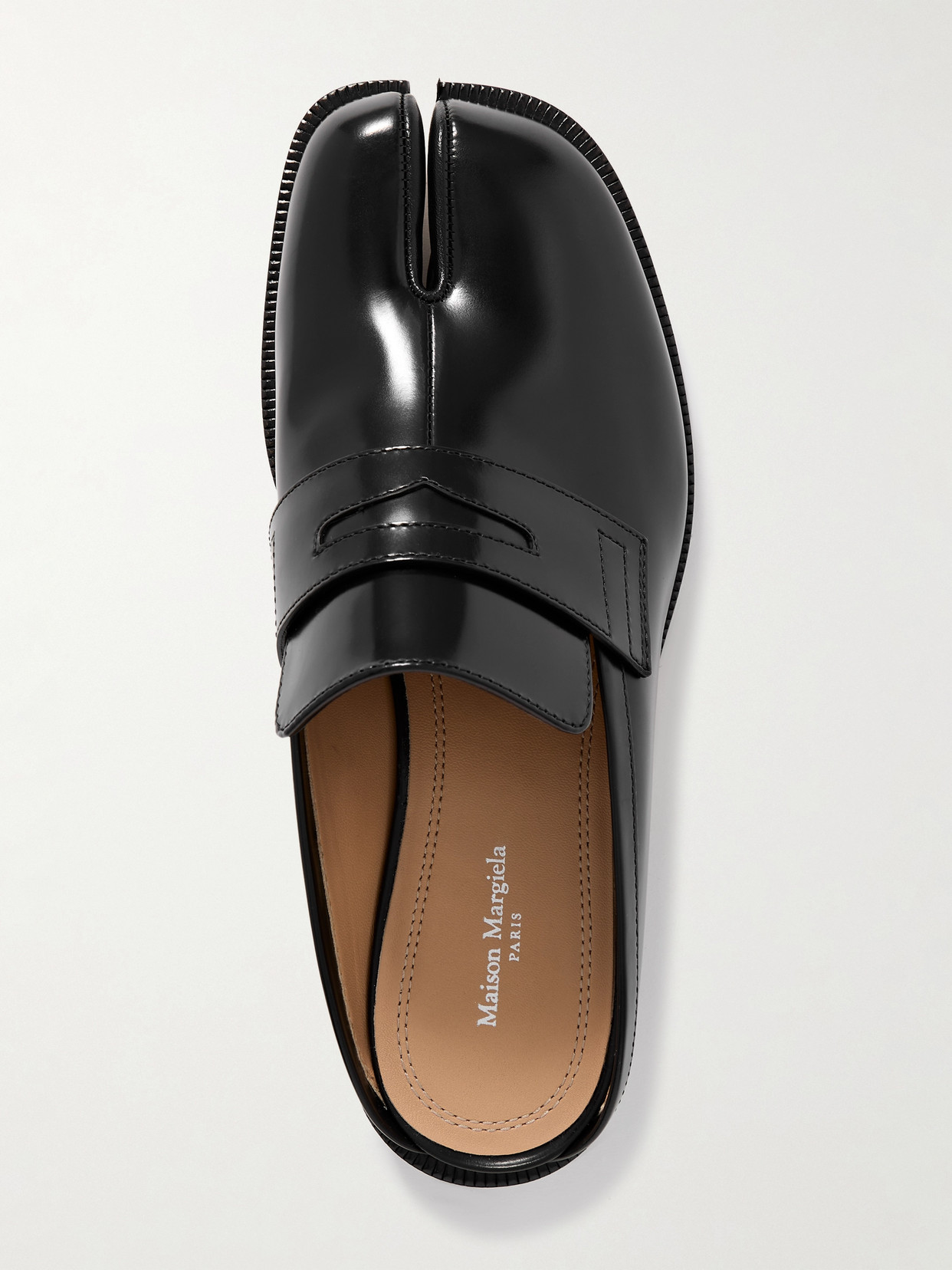 Maison Margiela Tabi City Calf Leather Flat Mules In Black