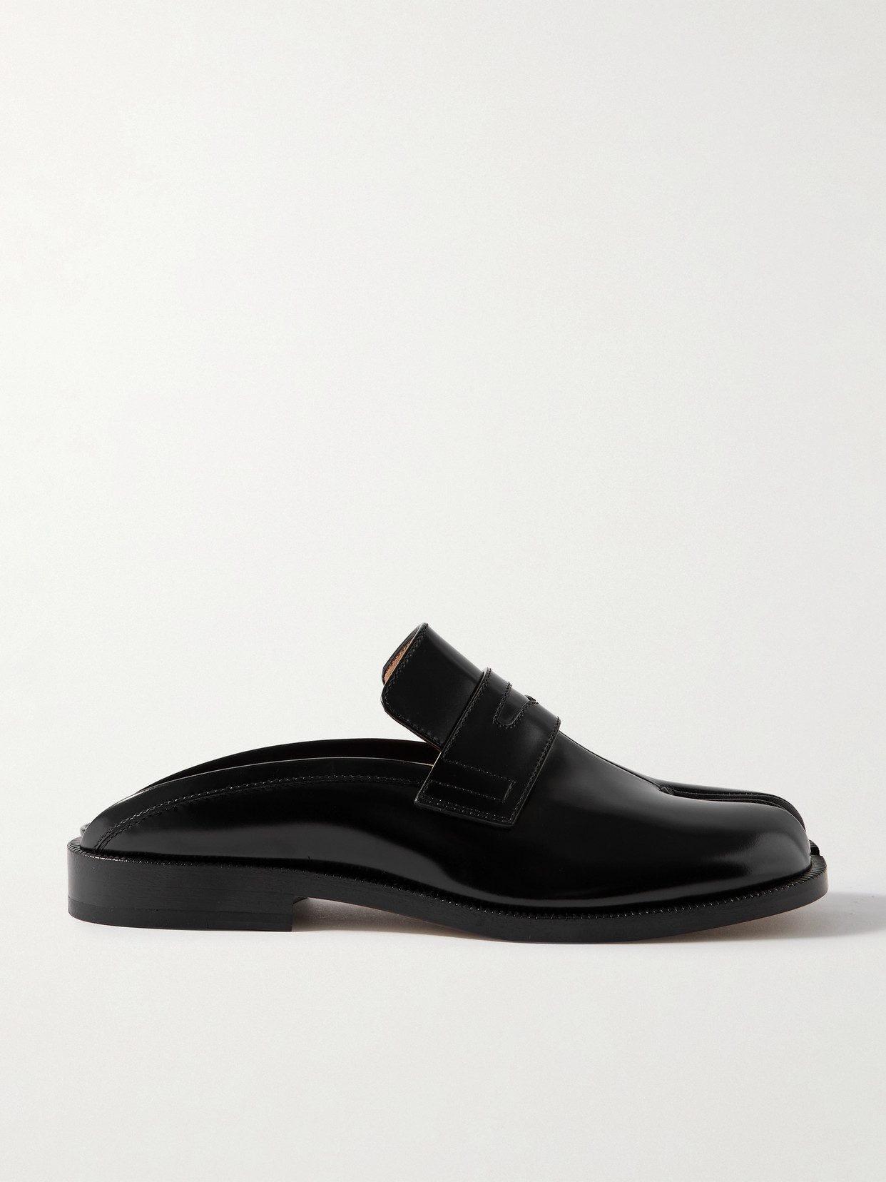 Maison Margiela - Tabi Split-toe Glossed-leather Slippers - Black