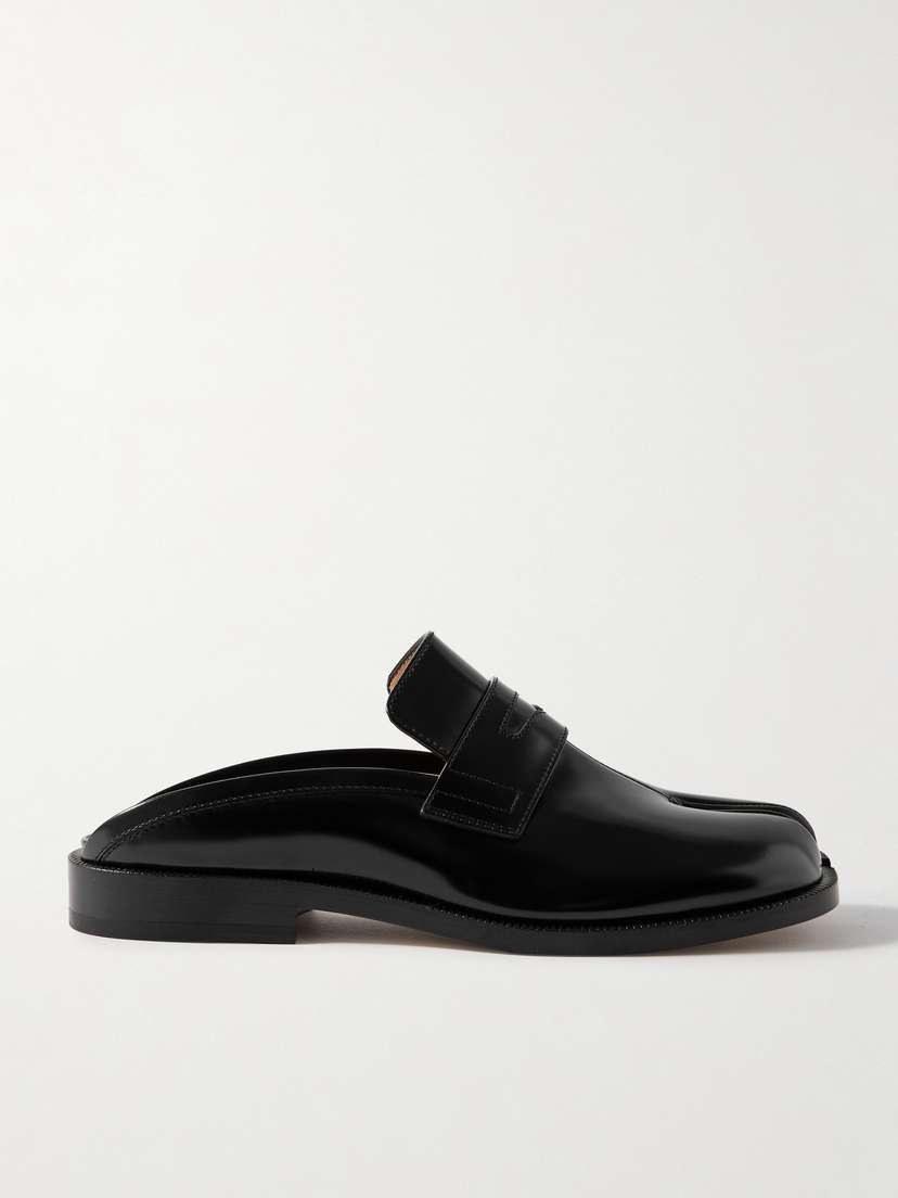 Maison Margiela Tabi Split-toe Glossed-leather Slippers