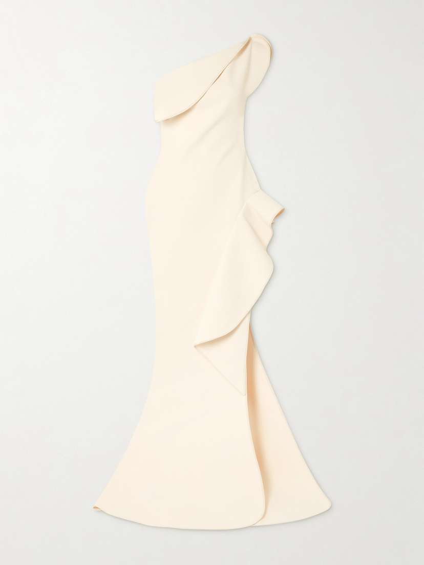 Maticevski Provenance One-shoulder Ruffled Draped Crepe Gown