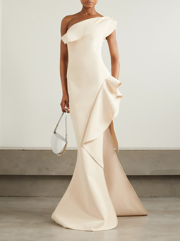 Maticevski Provenance one-shoulder ruffled draped crepe gown