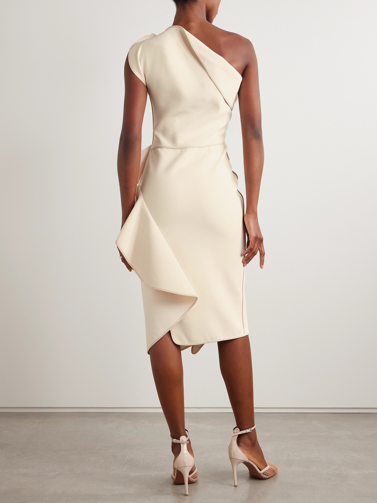 Maticevski Rhythm Strapless Ruffled Crepe Midi Dress In Cream