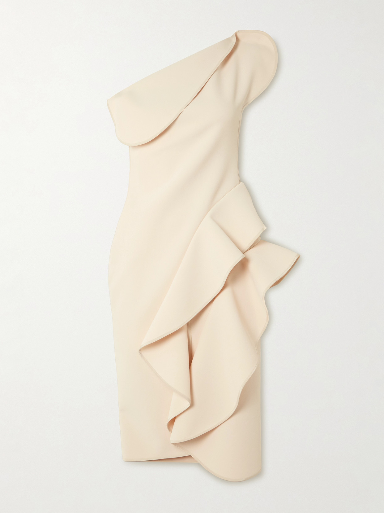 Maticevski Rhythm Strapless Ruffled Crepe Midi Dress In Cream