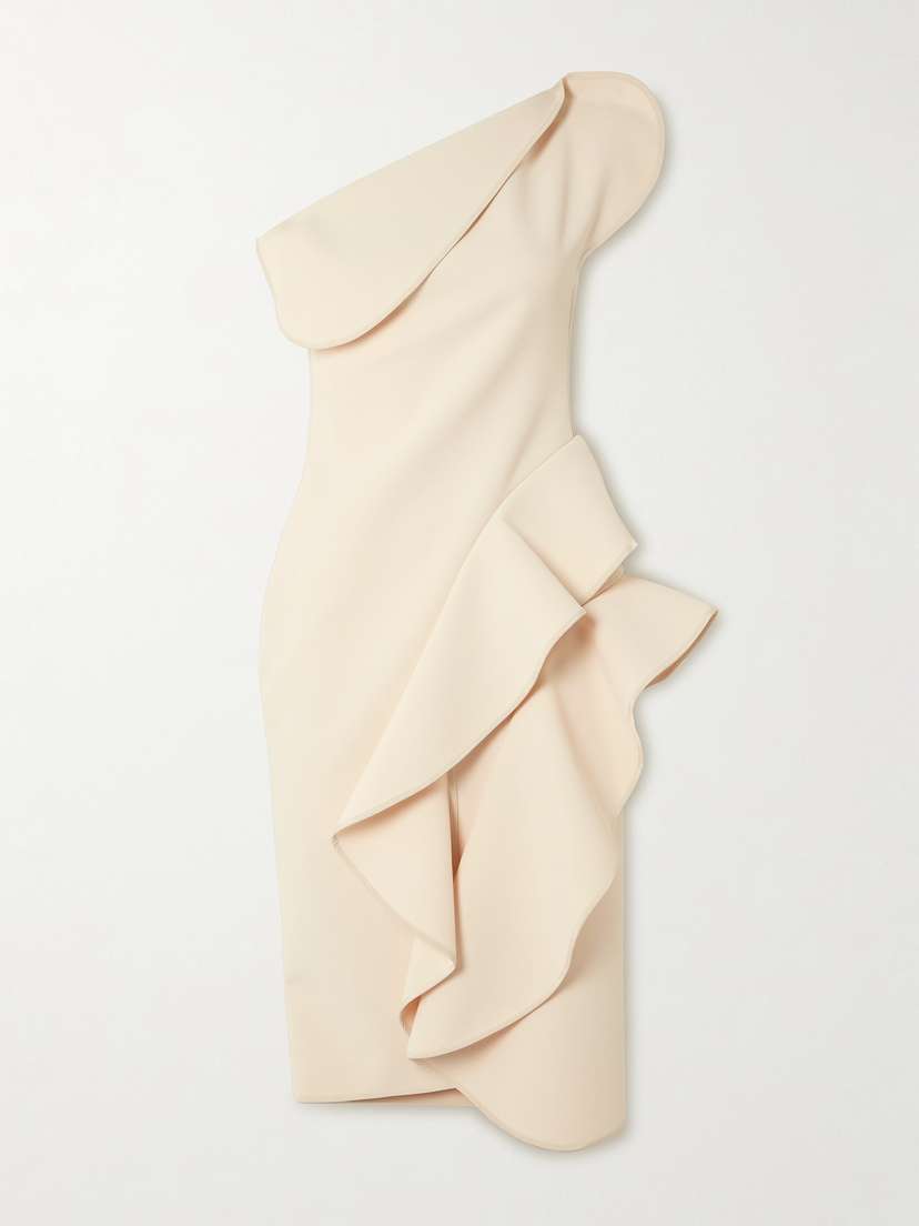 Maticevski Rhythm Strapless Ruffled Crepe Midi Dress